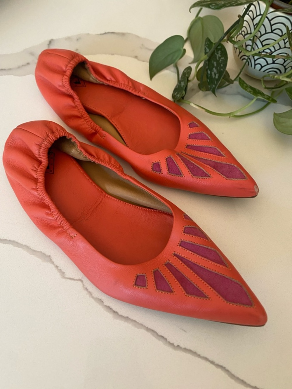John Fluevog || Imagine Presence Coral Pointed Toe Ballet Flat